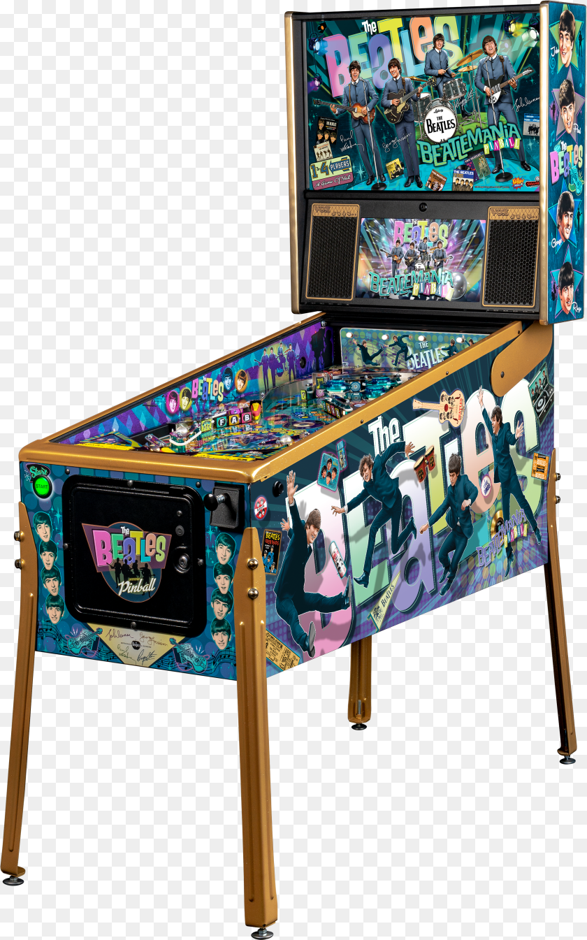 Gold Beatles Pinball Machine Stern Sticker PNG