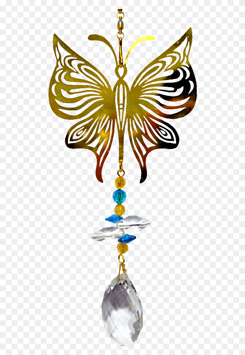 510x1159 Gold Butterfly With Crystal Hanger 24 Inch Crystal, Ornament, Pattern, Accessories HD PNG Download