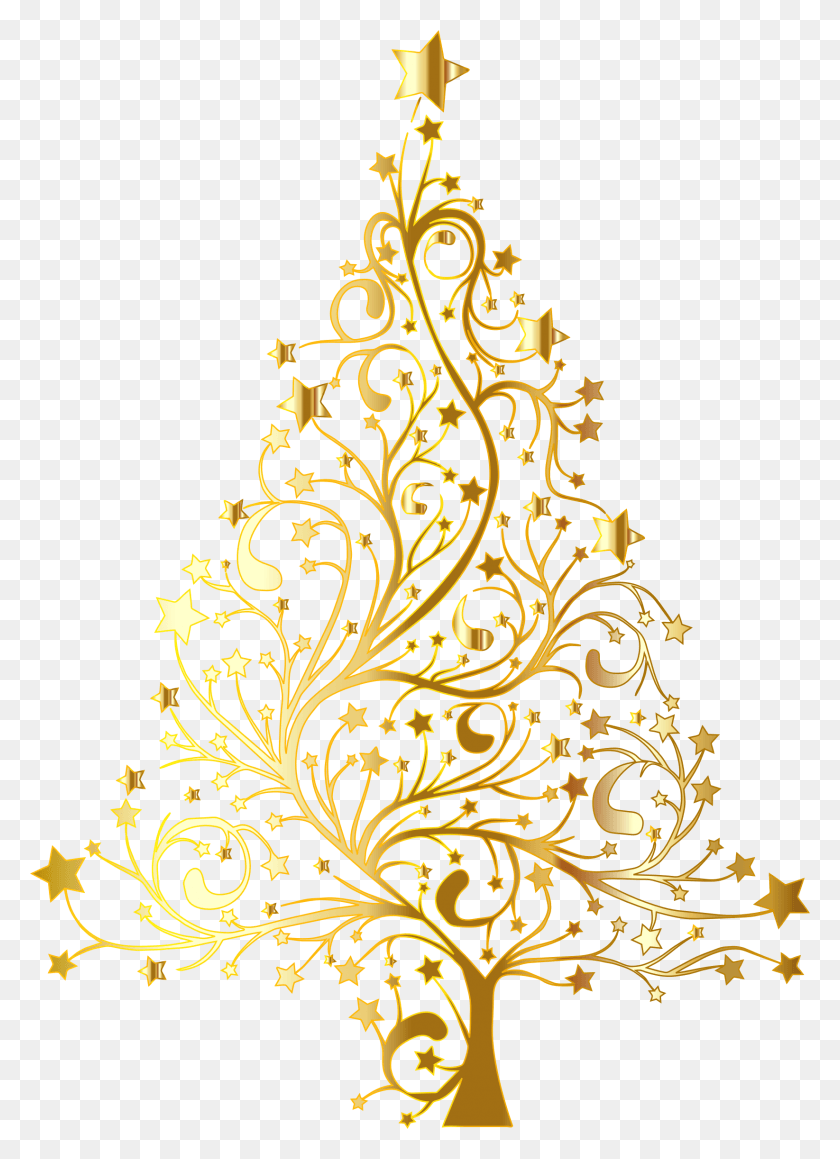 1645x2319 Gold Christmas Gold Christmas Tree Vector, Floral Design, Pattern, Graphics Descargar Hd Png