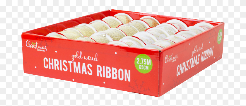 696x302 Gold Christmas Wired Ribbon Box, Sweets, Food, Confectionery Descargar Hd Png