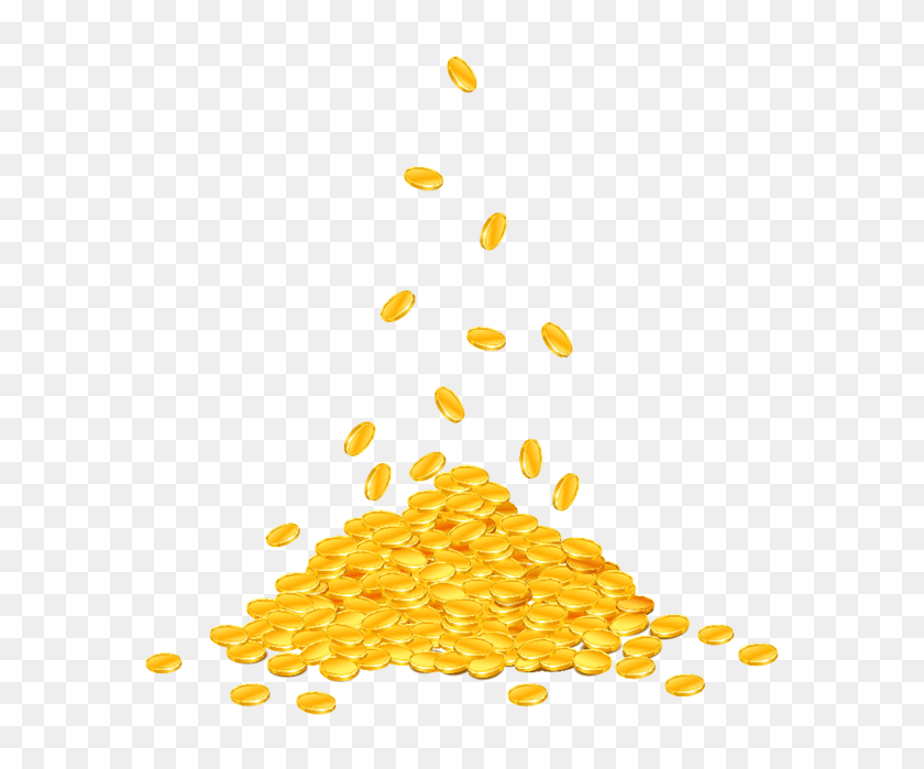 599x699 Gold Coins Treasure Pile Shiny Gold Coin Falling, Food, Produce, Grain, Chandelier Transparent PNG