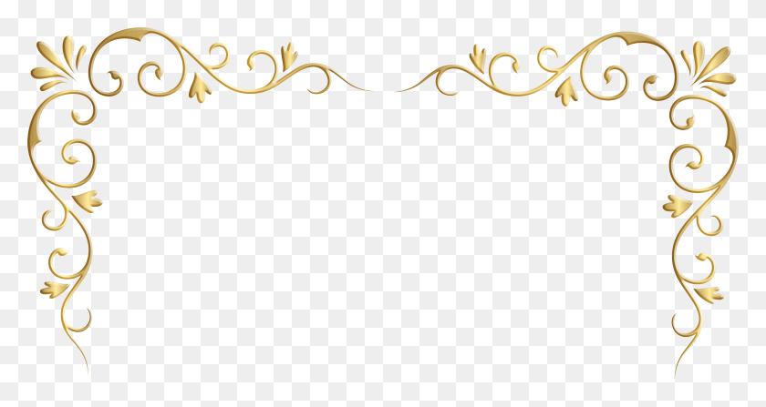 7787x3870 Золотой Уголок Декоративное Прозрачное Изображение Прозрачный Золотой Уголок, Цветочный Дизайн, Узор, Графика Hd Png Скачать
