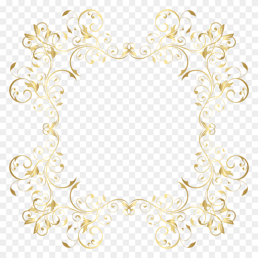 7883x7883 Gold Floral Border Frame Transparent Image, Graphics, Floral Design HD PNG Download