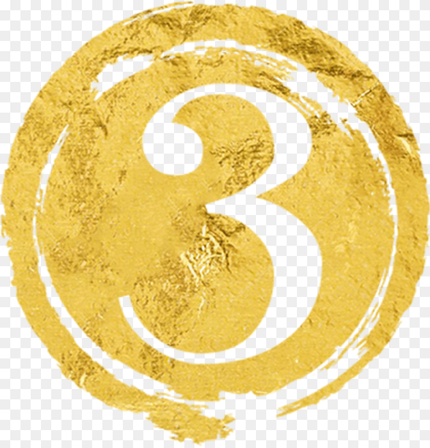 Gold Foil Number Circle, Symbol, Text PNG