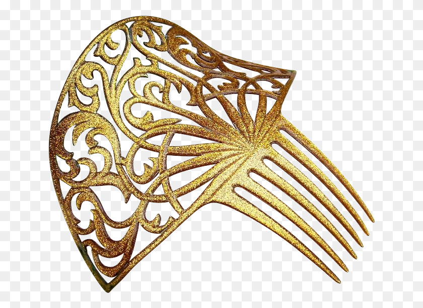650x553 Gold Glitter Hair Comb Confetti Lucite Art Deco Period Emblem, Hair Slide, Rug Descargar Hd Png