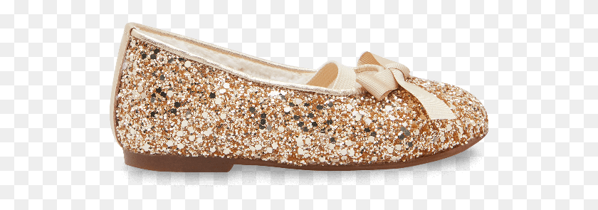 535x235 Gold Glittery Ballet Flats Ballet Flat, Clothing, Apparel, Footwear Descargar Hd Png