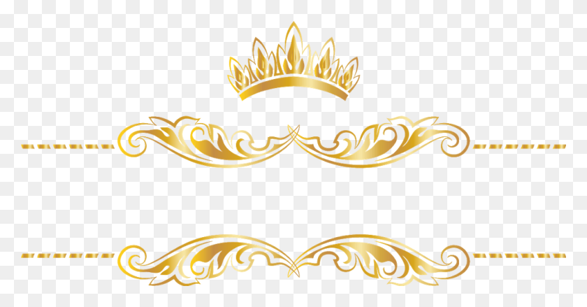 1024x498 Gold Goldcrown Crown Swirls Banner Header Textline Clip Art, Accessories, Accessory, Jewelry HD PNG Download