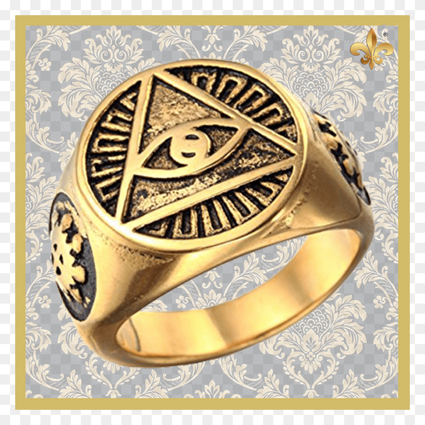 950x950 Gold Illuminati Ring Triangulo Con Ojo, Jewelry, Accessories, Accessory HD PNG Download