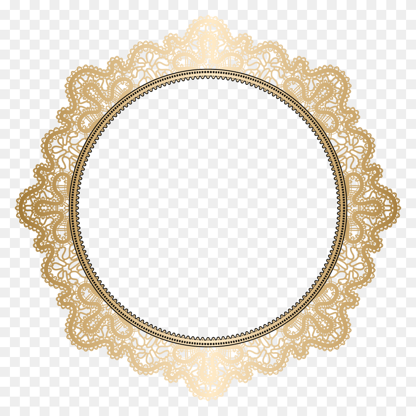 2000x2000 Gold Lace Frame Circle Lace Frame Transparent, Oval, Rug HD PNG Download