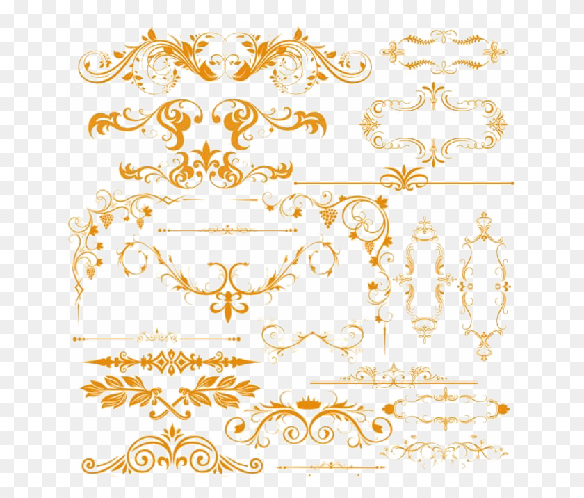 650x656 Gold Lace Free Motif, Floral Design, Pattern, Graphics HD PNG Download