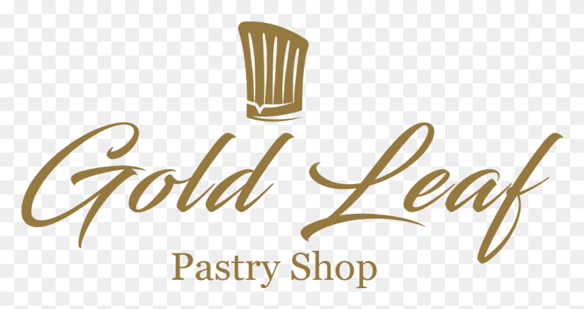 1035x511 Gold Leaf Pastry Shop Cafe Logo Calligraphy, Text, Handwriting, Alphabet HD PNG Download