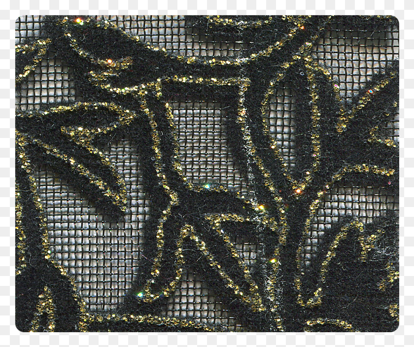 921x761 Gold Leaf Velvet Black Mesh Fabric Swatch Mesh Fabric With Black Velvet Designs, Pattern, Aluminium HD PNG Download