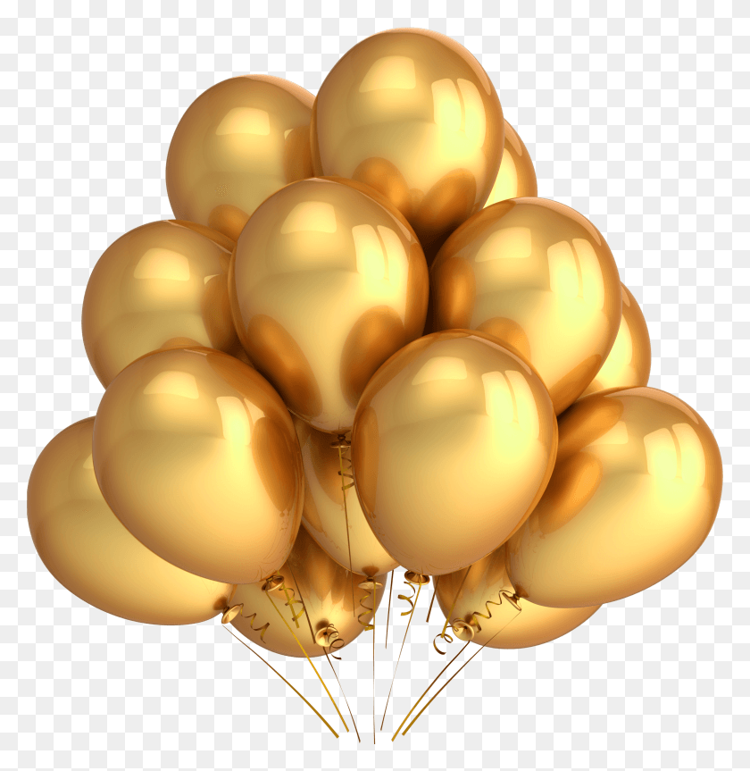4753x4899 Gold Metallic Balloons HD PNG Download