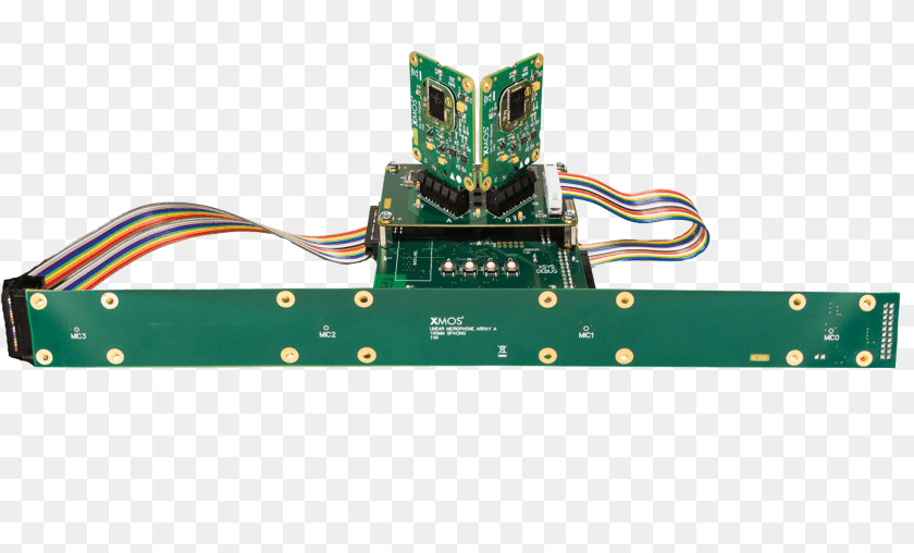 1976x1195 Gold Mic The Xmos Audio Processor Analyses The Signal Infineon 60 Ghz Radar, Electronics, Hardware, Computer Hardware, Printed Circuit Board Transparent PNG