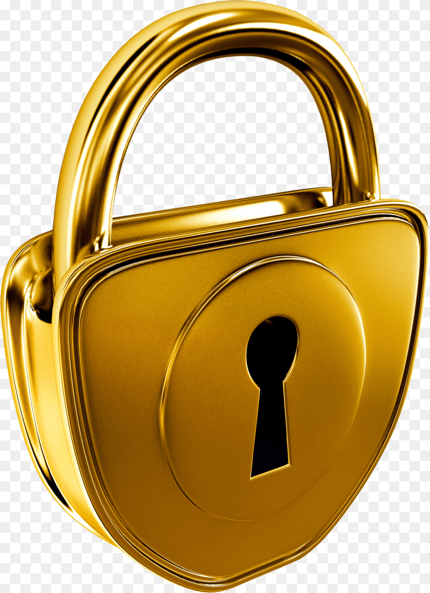 1894x2612 Gold Padlock Transparent Gold Lock, Electronics, Headphones Sticker PNG