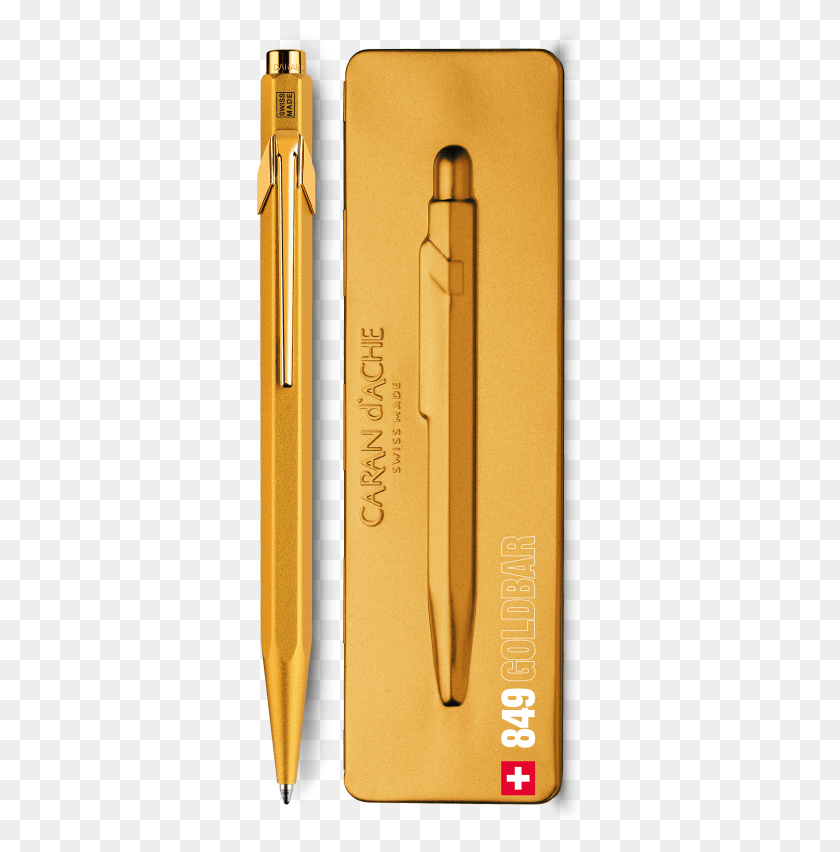 328x792 Gold Pen Beside Pen Case Caneta Caran D Ache 849 Goldbar, Mobile Phone, Phone, Electronics HD PNG Download