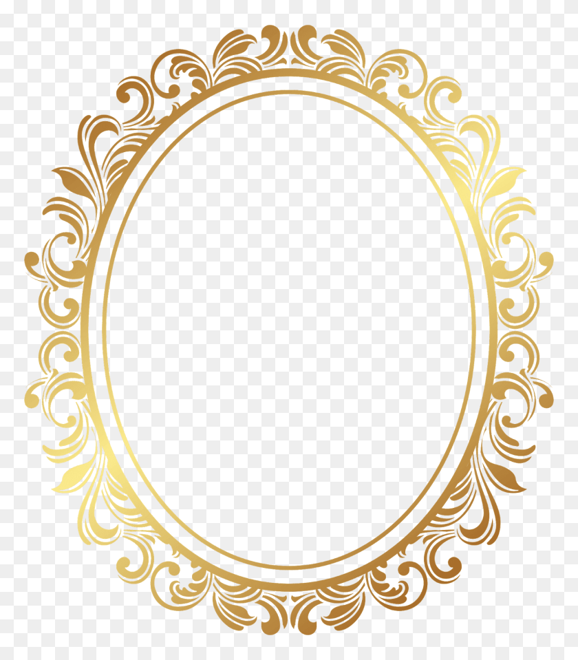 1387x1600 Gold Picture Frame Circular Photo Frame, Oval HD PNG Download