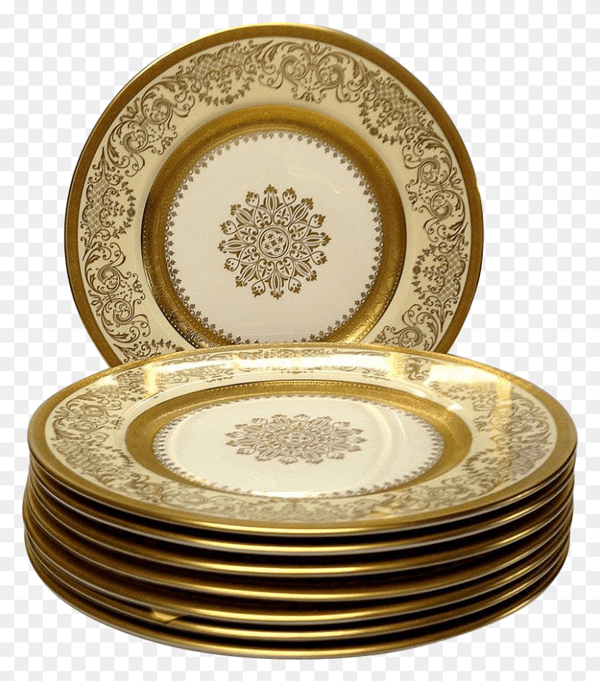 803x921 Gold Plate Set Of Plate, Porcelain, Pottery HD PNG Download