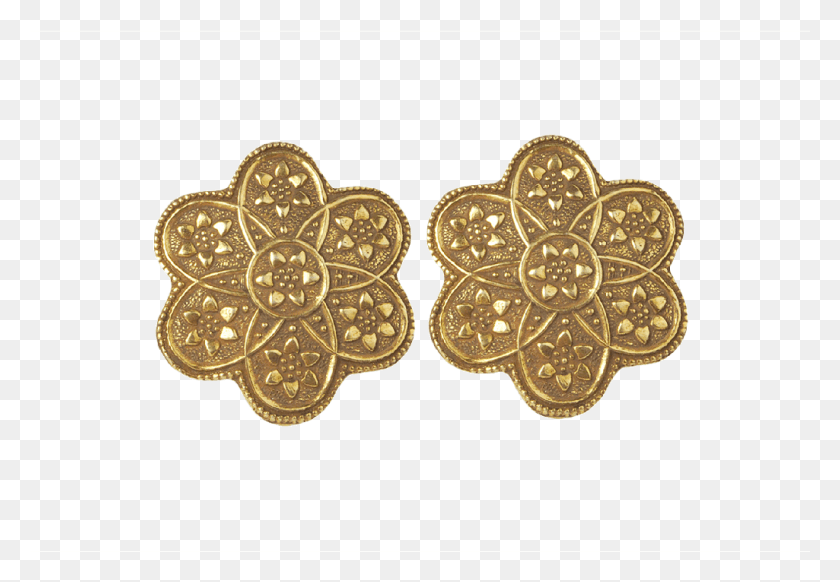 1025x687 Gold Plated Silver Earrings In Round Flowers Earrings, Pattern, Bronze, Treasure Descargar Hd Png