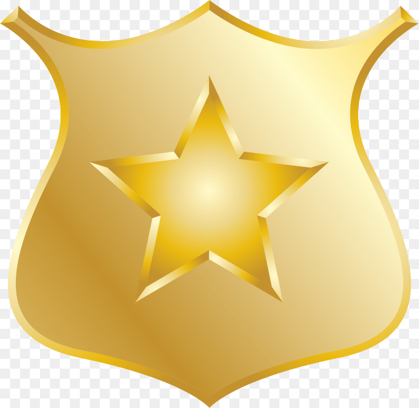 1950x1902 Gold Police Badge Icon Shield, Logo, Symbol, Armor, Chandelier Transparent PNG