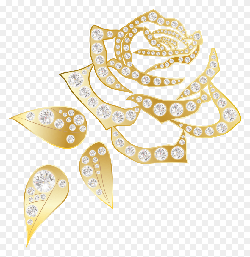 4758x4911 Gold Rose With Diamonds Clip Art Image HD PNG Download