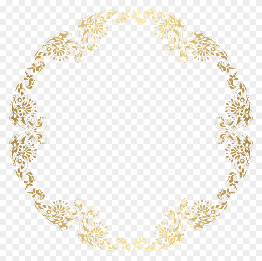 7873x7829 Gold Round Border, Pattern, Text, Rug HD PNG Download