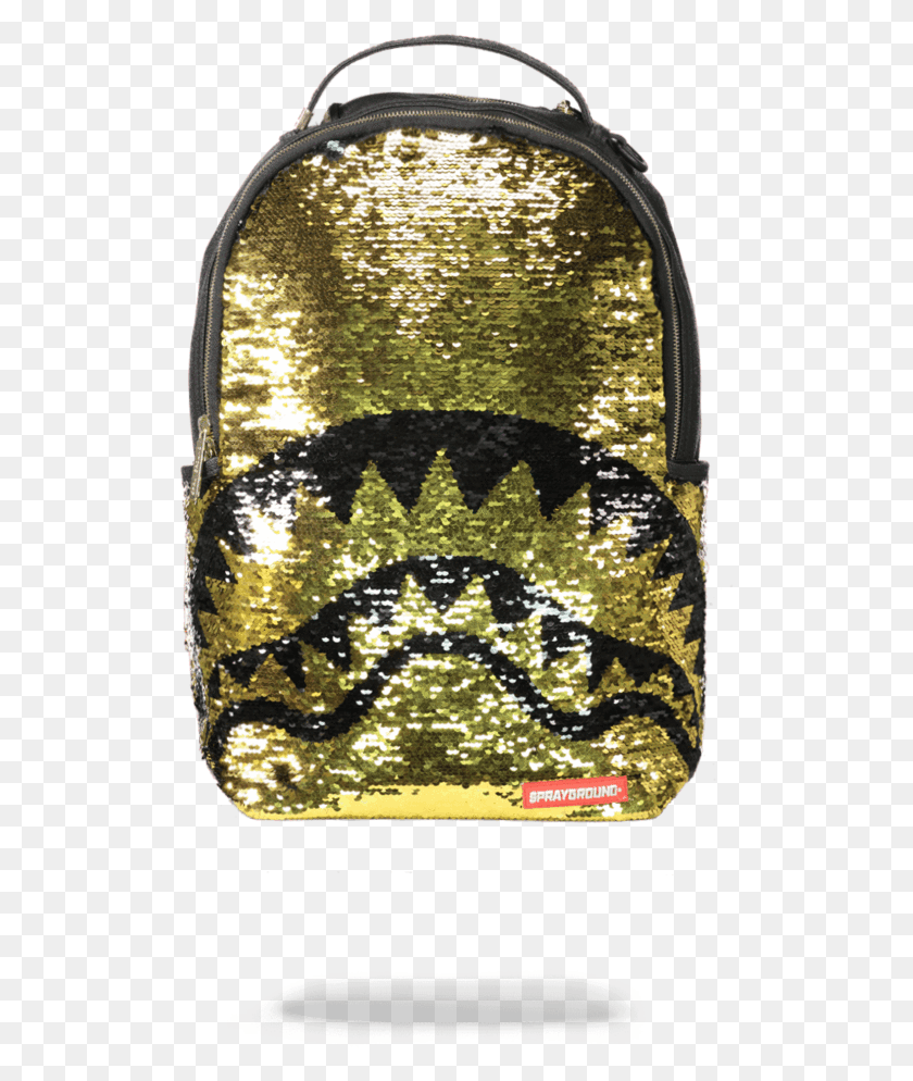 511x934 Gold Sequin Shark Backpack Backpack Book Gold, Bag, Purse, Handbag HD PNG Download