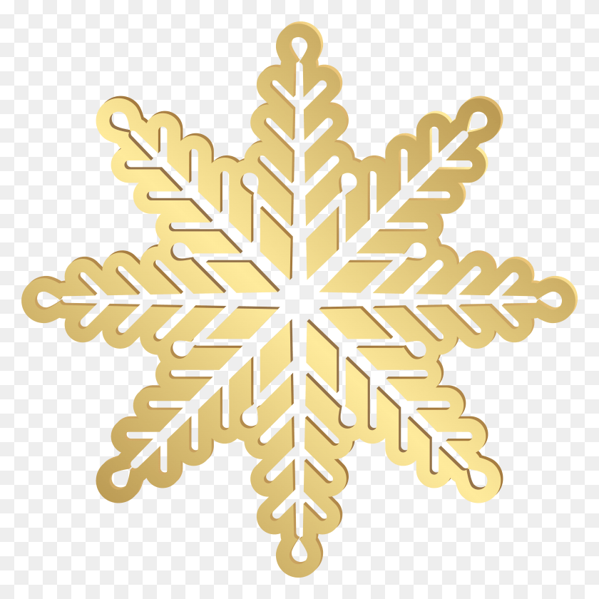 7925x7925 Gold Snowflake Clip Art Image, Cross, Symbol, Pattern HD PNG Download