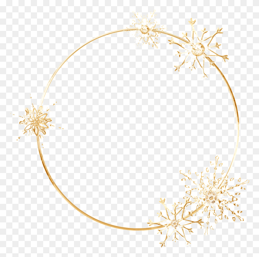 876x868 Gold Snowflakes Wreath Frame Border Decor Decoration Christmas Day, Accessories, Accessory, Jewelry HD PNG Download