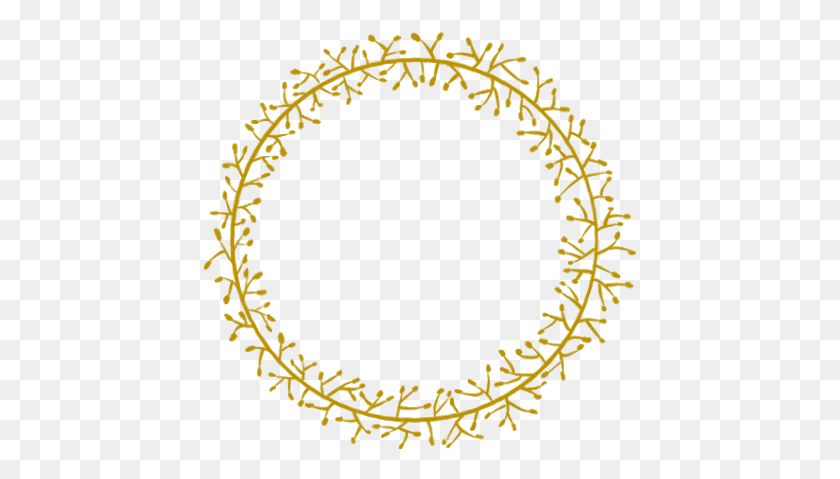 435x419 Gold Sticks Leaves Twigs Vinesandleaves Wreath Circle, Label, Text, Rug HD PNG Download