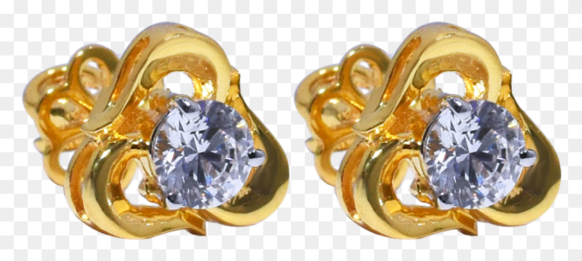 857x349 Gold Tops With Certified Swarovski Earrings, Gemstone, Jewelry, Accessories Descargar Hd Png