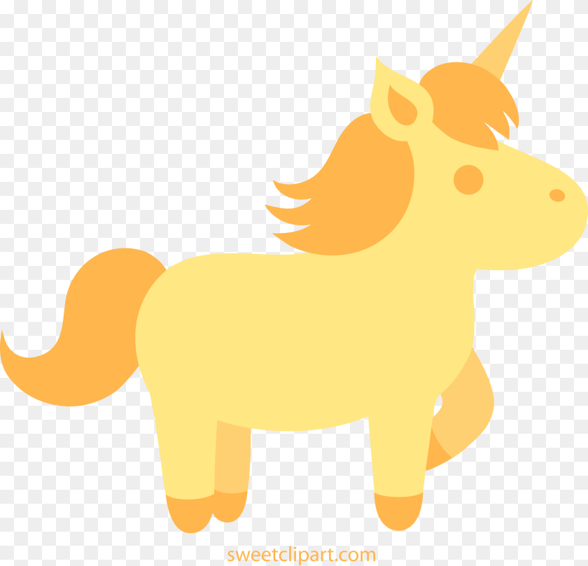 Gold Unicorn Clip Art, Animal, Mammal, Rabbit, Bulldozer Sticker PNG