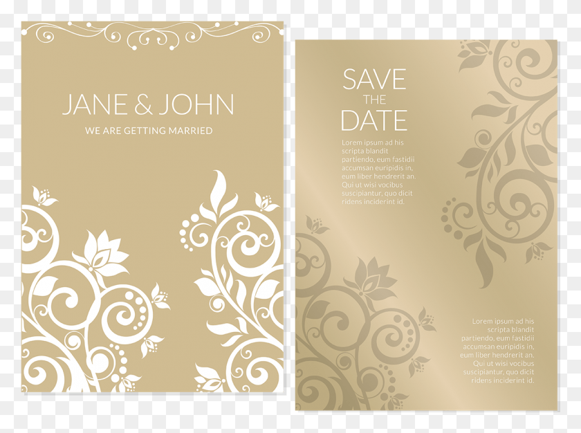 1201x873 Gold Vector Invitation Free Wedding Invitation Vector, Floral Design, Pattern, Graphics HD PNG Download