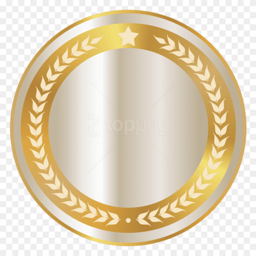 801x802 Golden And White Seal Clipart Image Transparent Background Gold Circle, Tape, Gold Medal, Trophy HD PNG Download