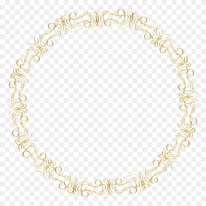 7877x7877 Golden Border Frame Round Clip Art Image, Oval, Bracelet, Jewelry HD PNG Download