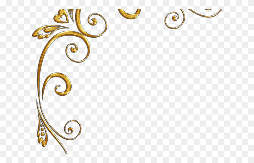 634x481 Golden Clipart Gold Corner Gold Swirl Design, Floral Design, Pattern, Graphics HD PNG Download