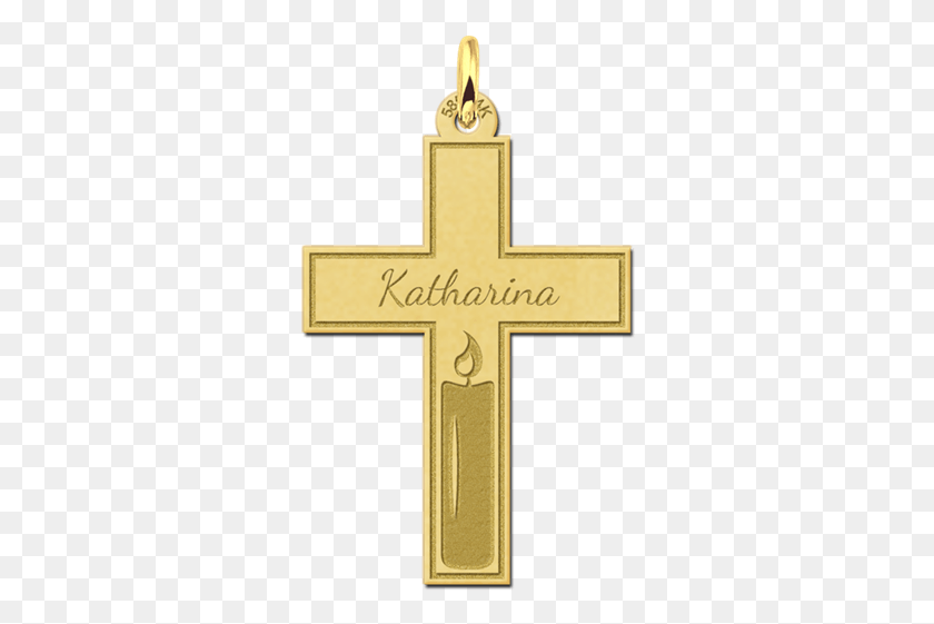302x501 Golden Communion Cross With Engraving And Cut Out Candle Cross, Symbol, Crucifix HD PNG Download