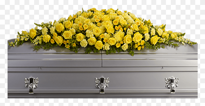 801x384 Golden Garden Casket Spray Yellow Casket Spray, Plant, Funeral, Flower Descargar Hd Png
