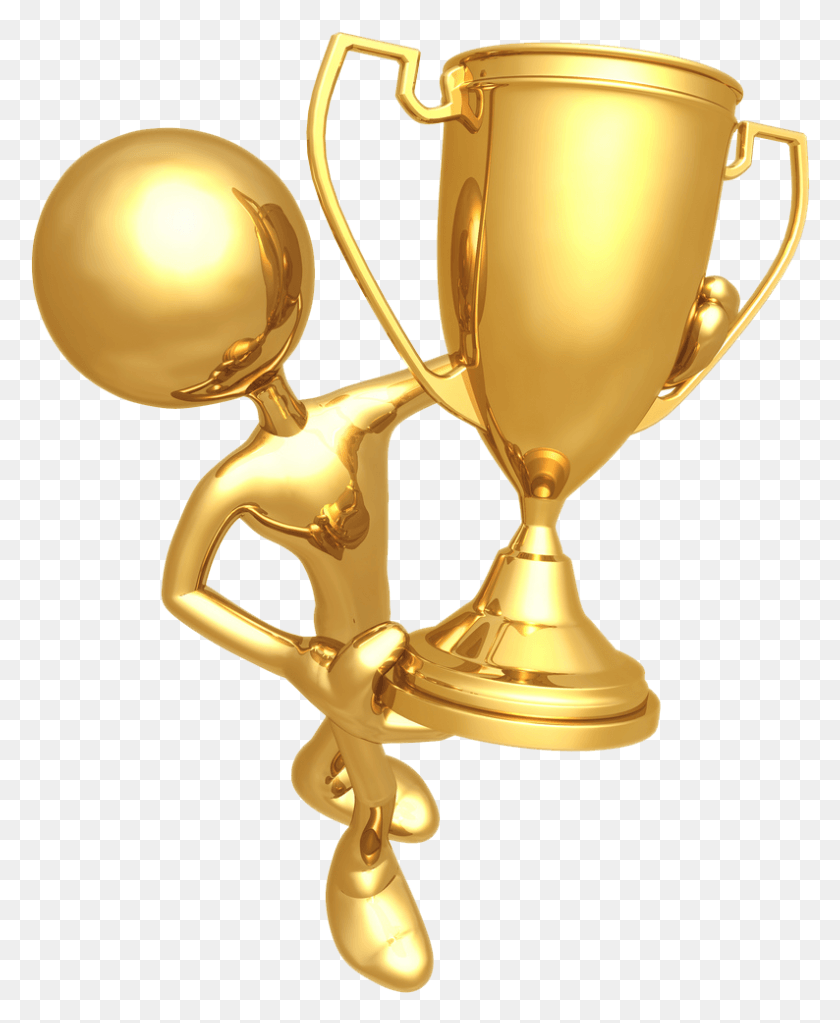 794x981 Golden Prize Cup With Gold Statue Prize, Lamp, Trophy HD PNG Download