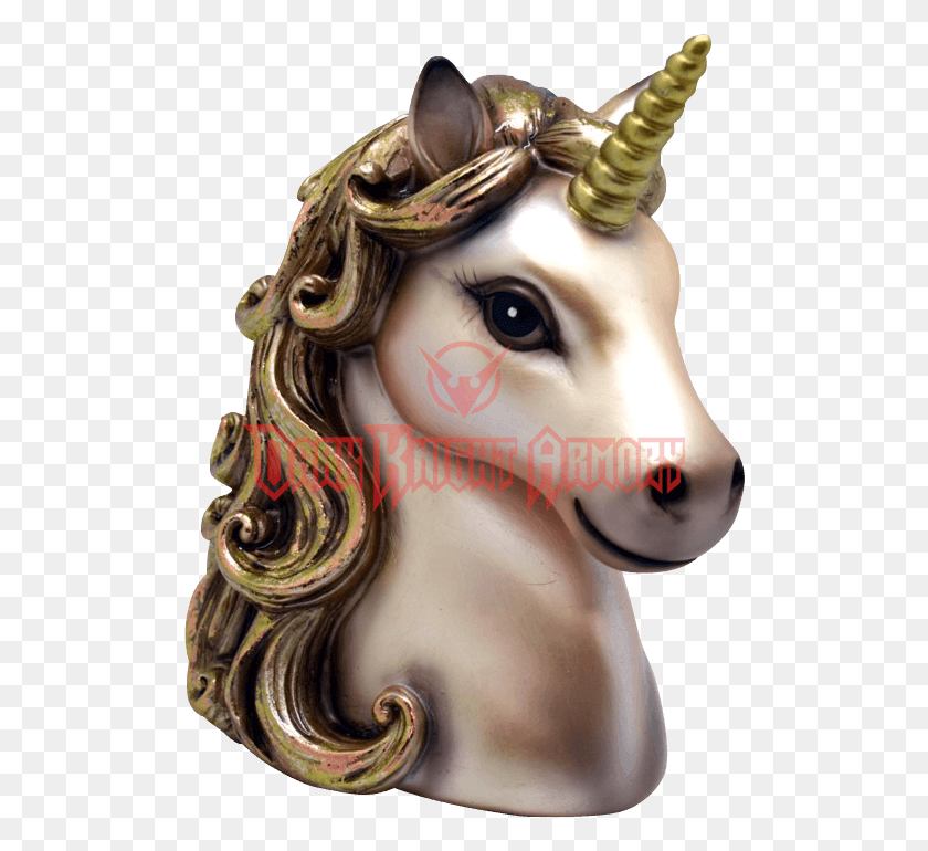 508x710 Golden Unicorn Head, Figurine, Toy, Wood HD PNG Download