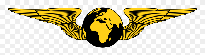 2333x502 Golden Winged Globe Emblem Big Image Pilot Wings Clip Art, Fire, Symbol HD PNG Download