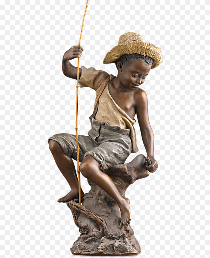 465x1033 Goldscheider Boy Fishing Figurine Statue, Clothing, Hat, Person, Child Clipart PNG