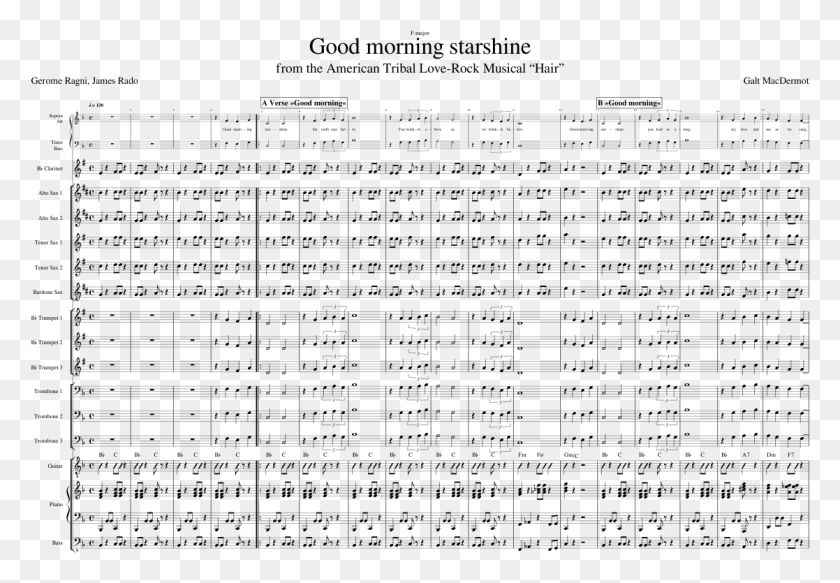 1117x749 Good Morning Starshine Sheet Music Composed By Galt Fly Me To The Moon Big Band Score, Gray, World Of Warcraft HD PNG Download