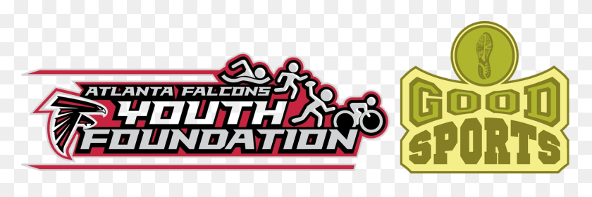 1407x398 Good Sports And Atlanta Falcons Youth Foundation Donate Atlanta Falcons, Label, Text, Word HD PNG Download