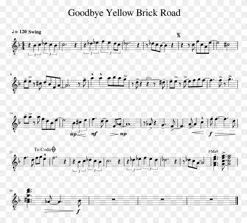 778x699 Goodbye Yellow Brick Road Ноты Для Гитары, Серый, Мир Варкрафта Png Скачать