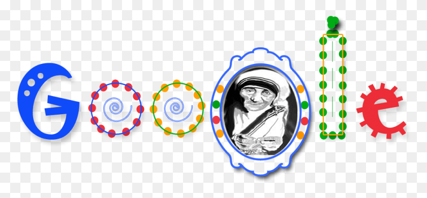 999x423 Google Doodle Designed For Mother Teresa Birthday August, Person, Human, Logo HD PNG Download