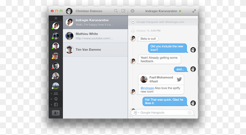 587x463 Google Hangout And Facebook Chat App Hangouts Chat Macos, Text, Person Transparent PNG
