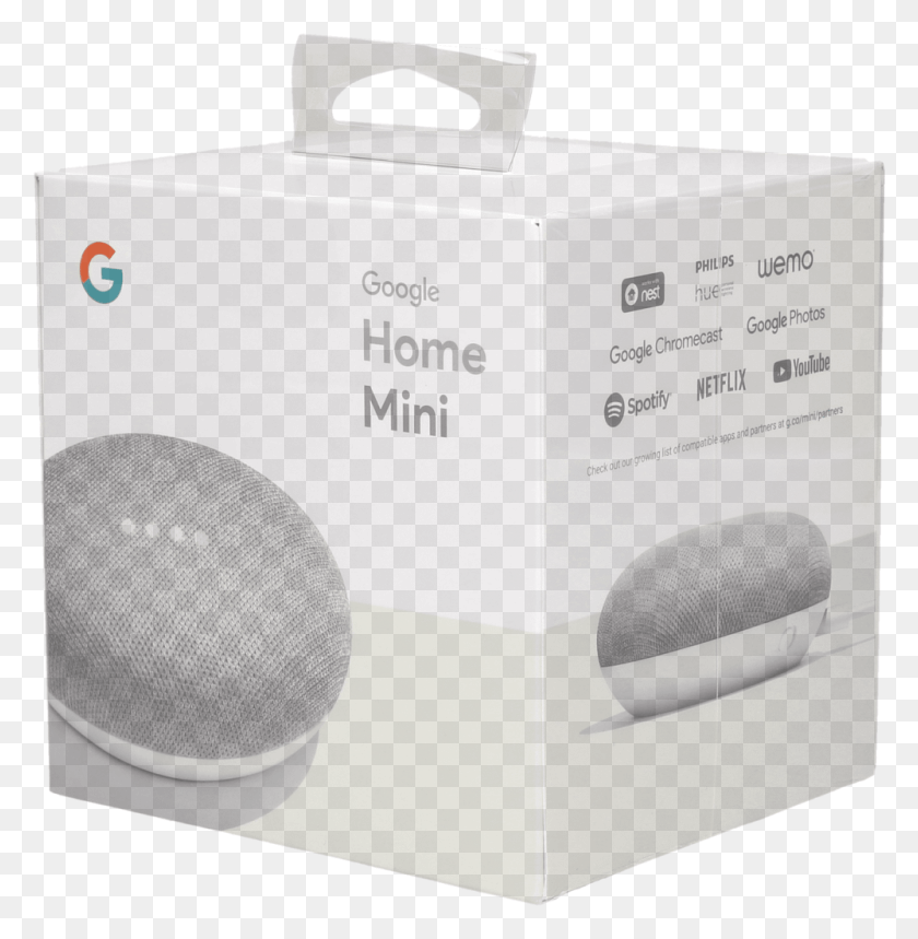 999x1024 Google Home Mini Chalk, Коробка, Электроника, Спикер Hd Png Скачать