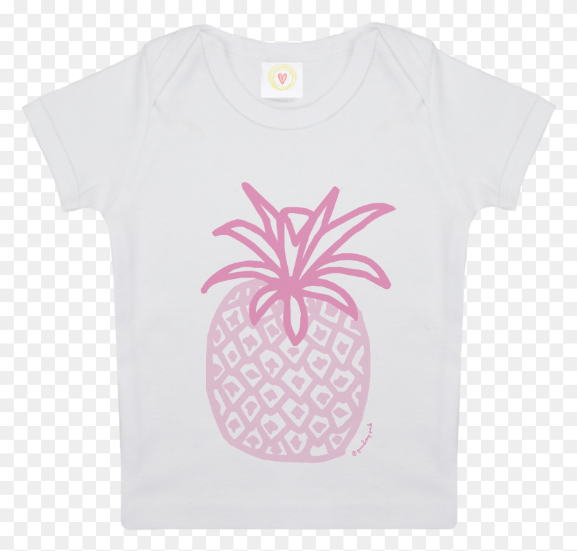 1222x1163 Gooseberry Pink Pink Pineapple Baby T Shirt In White Baby T Shirt Logo, Clothing, Apparel, T-shirt HD PNG Download