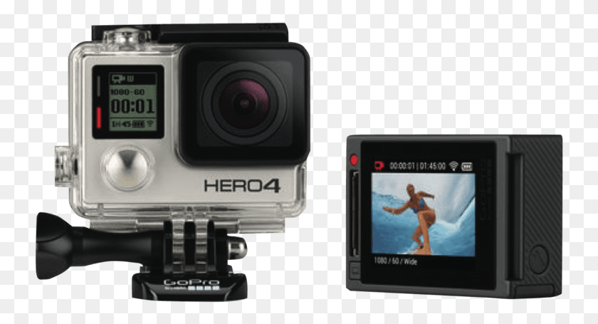 743x395 Gopro Hero 4 Gopro Hero 4 Silver Lcd, Camera, Electronics, Person HD PNG Download